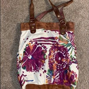 Lucky brand leather/canvas tote